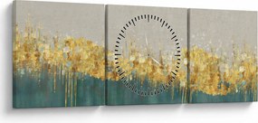 Obraz - Tekstura ze złotą dekoracją (z zegarem) (90x30 cm)