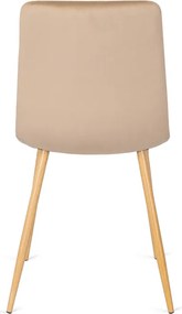 Krzesło Tapicerowane do Jadalni FREDY Beżowe Welurowe Nowoczesne Loft