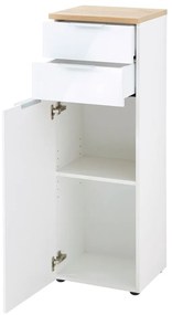 Biała wysoka szafka łazienkowa w dekorze dębu 39x112 cm Pescara – Germania