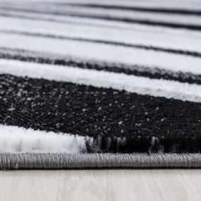Dywan nowoczesny Parma czarny linie 80 cm x 150 cm