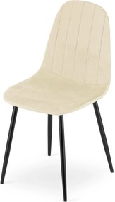 Jasnobeżowe tapicerowane krzesło na czarnych nogach W8-G02