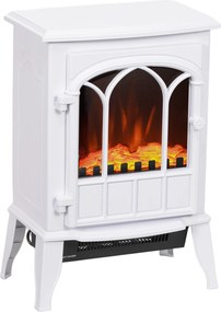 HOMCOM Elektryczny kominek wolnostojący 1000/2000 W, dekoracyjny kominek z efektem płomienia LED, biały | Aosom PL
