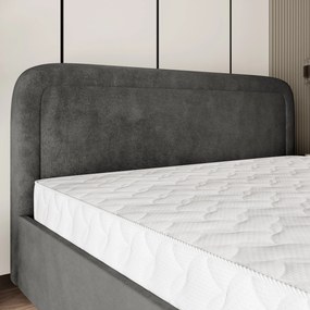 Masseno Łóżko tapicerowane BENIRA z pojemnikiem na pościel 160x200 cm - Szary, KRONOS 15