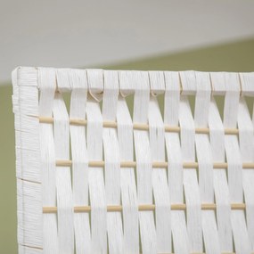 HOMCOM Parawan 4-częściowy 181 x 180 cm, Składany, z 2 półkami wykonany z drewna sosnowego i bambusa, do sypialni, biały | Aosom PL