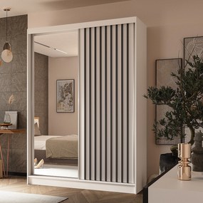 Szafa Przesuwna LAMELLO 150 cm z Lustrem Szafa Dwudrzwiowa Biała
