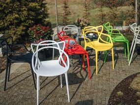 Zestaw 4 czarnych plastikowych krzeseł KATO
