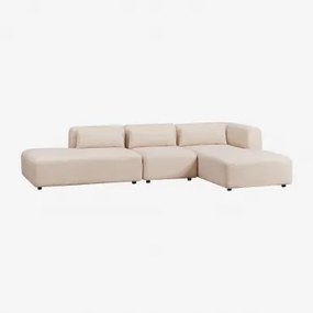 Sofa Modułowy Z Prawym Szezlongiem, 3-częściowy Z Otomanką Fogler Chenille Kremowy Beż - Sklum