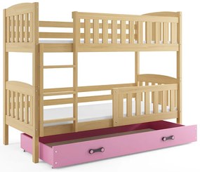 Drewniane Łóżko Piętrowe Dla Dzieci Z Szufladą 80X190 Dąb F8-F56