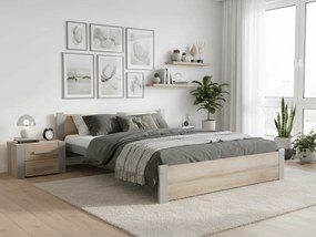 Łóżko IKAROS 120 x 200 cm, dąb sonoma/szary Stelaż: Ze stelażem listwowym rolowanym elastycznym, Materac: Materac Deluxe 10 cm