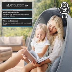 Fotel bujany podwieszany MIADOMODO szary, nośność 160 kg