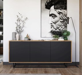 Komoda NILA 3D 168 dąb wotan/czarna mat