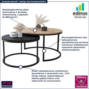 Zestaw okrągłych stolików kawowych dąb artisan + czarny D1-E43