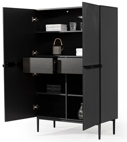 Komoda wysoka Nicole 100 cm - czarny mat / czarne nóżki