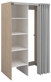 Szafka do pralni na 2 urządzenia z zasłoną - Naturalny jasny - szer. 111 x wys. 184 cm - JAZANO