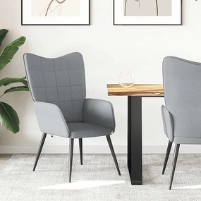 Fotel Relaksacyjny w Jasnoszarym Materiale z Ramą ze Stali