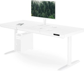 Biurko elektryczne sit-stand z szufladą i ładowarką bezprzewodową Qi białe, 1600 mm: ELLIS