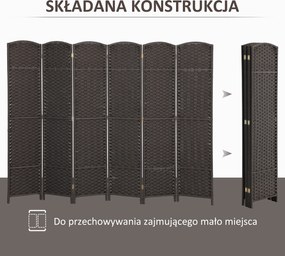 HOMCOM 6-częściowy parawan, składana osłona, ścianka działowa do salonu, sypialni, biura domowego, Brązowy