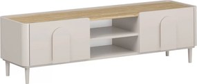 Szafka RTV Amilio 170 cm z szufladą na nóżkach - kaszmir / dąb olejowany / uchwyty kaszmir