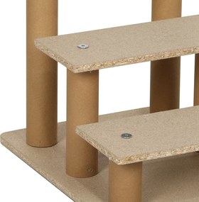 PawHut Składana drabinka dla zwierząt, 3 stopnie, pokrywa z pluszu do prania, płyta wiórowa, 46 x 35 x 35 cm, Jasnoszary