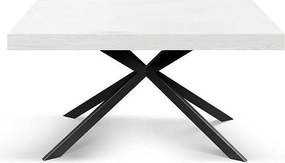 Stół drewniany, białe wykończenie, podstawa X antracyt, rozkładany 160x90 - CAMAIORE