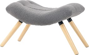 HOMCOM Nowoczesny podnóżek z materiałem Fleece i drewnianymi nogami, tapicerowany, do salonu, sypialni, korytarza, Ciemnoszary