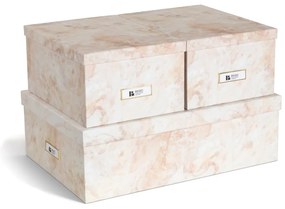 Beżowe kartonowe pojemniki zestaw 3 szt. z pokrywką 31x47x15,5 cm Inge Paper Laminate – Bigso