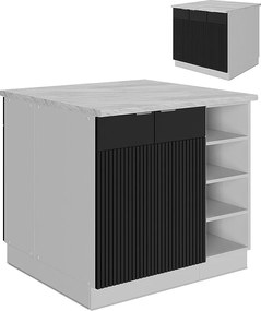 Wyspa kuchenna czarne paski 90x60x82 fame-line