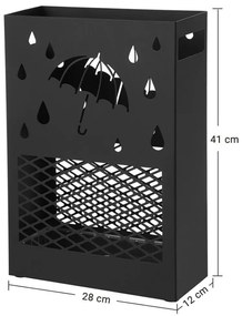 SongmicsHome Metalowy stojak na parasole RAIN, 28x12x41cm, czarny
