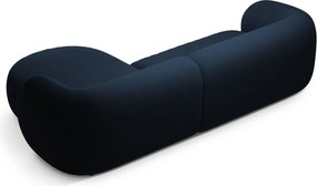 Niebieski aksamitny narożnik (prawostronny/z szezlongiem) Kate – Micadoni