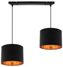 Metalowa lampa wisząca z dwoma kloszami z tkaniny - V145-Peluvio