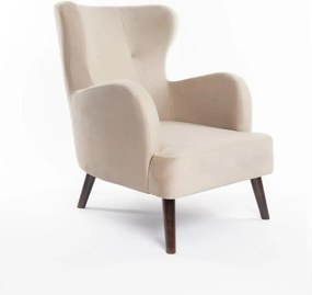 Beżowy aksamitny fotel typu uszak Noemye – Bonami Selection