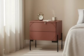 Szafka nocna z dwoma szufladami Sonatia na metalowych nogach 45 cm - burgund