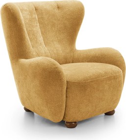 Fotel MIST do Salonu WYGODNY, Styl Klasyczny Tkanina bucle Niebieski - Żółty - DRESS ME 08
