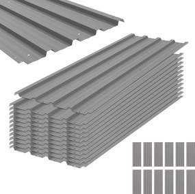 Outsunny 12 szt. blach trapezowych 129x45cm 7m² ocynkowana blacha dachowa 0,25 mm odporna na warunki atmosferyczne Jasnoszary | Aosom PL
