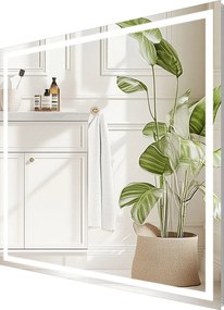 Lustro łazienkowe 80x80m LED regulowane + przeciwmgielne + Bluetooth 5.2 + Zegar + 3 kolory