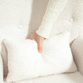 HOMCOM Fotel bujany z poduszką lędźwiową gruba wyściółka antypoślizgowy kremowy komfortowy | Aosom PL