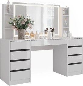 Stół toaletowy biały/biały wysoki połysk 158.2x50.1x76 sherry