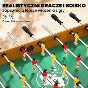 HOMCOM Stół do piłkarzyków, zestaw do piłkarzyków, 2 piłki, antypoślizgowe uchwyty, dla dzieci i dorosłych, licznik punktów, MDF, metal, kolorowy
