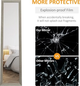 HOMCOM Lustro Na Całą Długość, 37 x 157 cm, Do Powieszenia lub Postawienia, Prostokątne Lustro do Salonu, Sypialni, Szare | Aosom PL