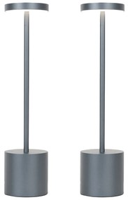 Zewnetrzna Zestaw 2 lamp stołowych zewnętrznych szarych ze ściemniaczem, akumulatorowe - DupontDesignerski Oswietlenie zewnetrzne