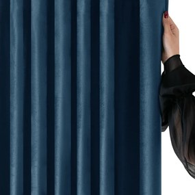 Niebieska aksamitna zasłona częściowo zaciemniająca (dimout) 400x175 cm Velto – Filumi