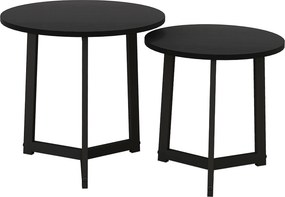 HOMCOM Nowoczesny zestaw 2 stolików kawowych, Rama metalowa, MDF, Okrągły design, Wsuwane, Czarny