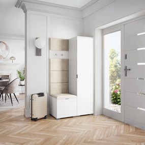 Masseno Garderoba LORI 95/181/51 cm Nowoczesna Szafa do Przedpokoju Biała