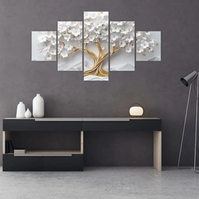 Obraz – Eleganckie drzewo życia 3D pełne kwiatów (125x70 cm)