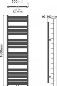 AQUAMARIN Grzejnik łazienkowy pionowy 1600 x 500 mm