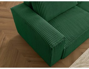 Zielony sztruksowy rozkładany/ze schowkiem narożnik Chelsea – Bobochic Paris