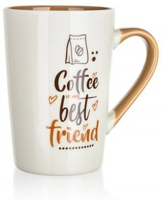 Banquet 4-częsciowy komplet kubków ceramicznych COFFE BEST FRIEND 450 ml, biały