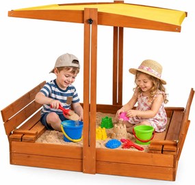 Dla dzieci piaskownica z daszkiem w kolorze żółtym 120 cm W2-P40