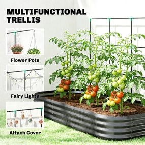 Outsunny Podwyższona grządka z kratką, metalowa donica z ochronnymi krawędziami i rękawiczkami 220 x 110 x 150 cm, ciemnoszara | Aosom PL
