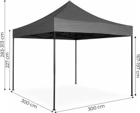 Pawilon ogrodowy, eventowy FG4, 3x3 m automatyczny - namiot z regulacją wysokości, szary